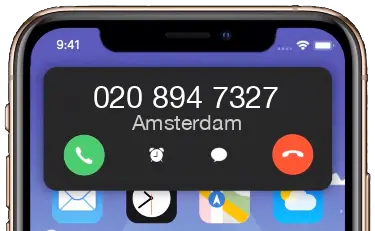 Amsterdam +31208947327 / 020 894 7327  telefoon